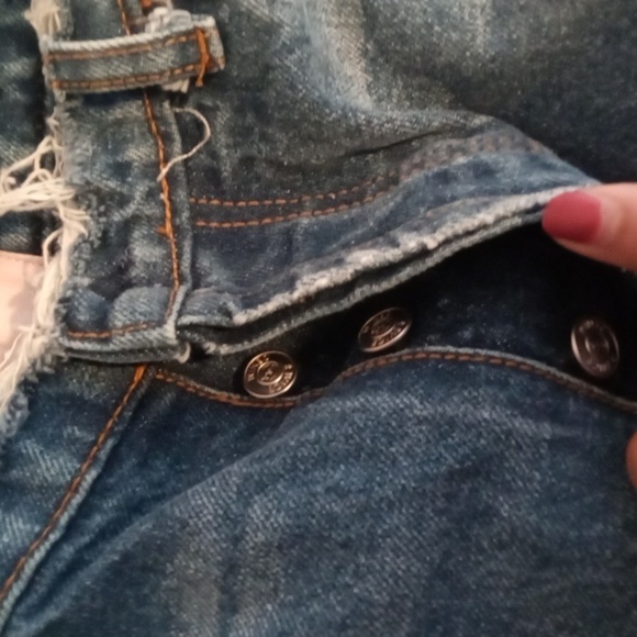 REVICE Denim with Frayed Waistband Button Fly Wide Leg Mid Rise Womens 30 - Picture 7 of 13